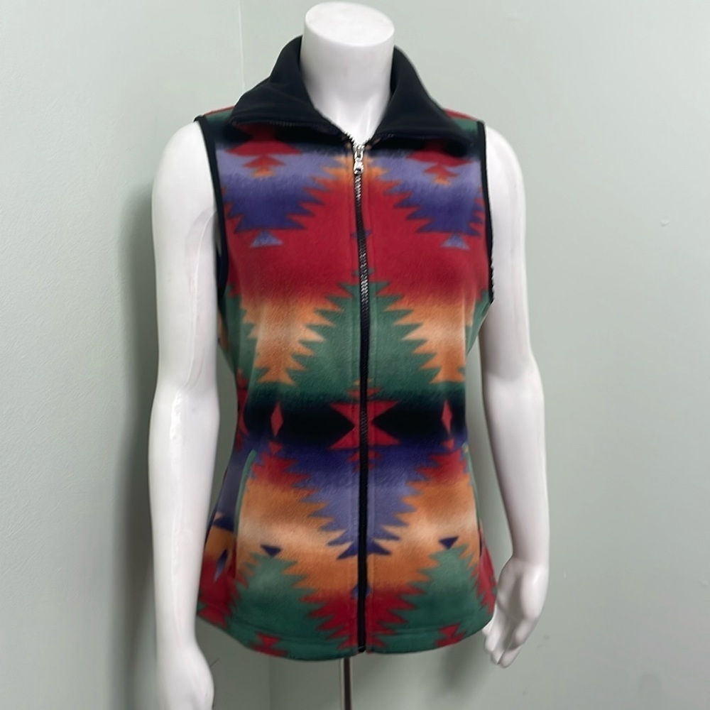 Chaps Ralph Lauren Southwestern Southwest Aztec Print Fleece Zipper Vest small